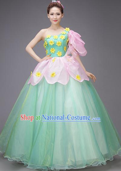 Chinese New Year Dancing Costume Opening Dance Festival Parade Costumes and Hair Accessories Complete Set