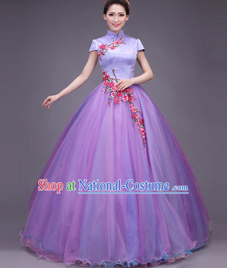 Asian Evening Dress Plum Blossom Musician Uniform Singing Choir Outfits Dancing Costume Stage Opening Dance Costume Parade Dancewear Complete Set