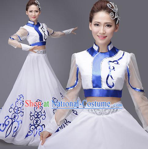 Asian Chinese Evening Dress Festival Performance Costume Fan Dancing Costumes Uniform Outfits Stage Opening Parade Competition Dancewear Complete Set