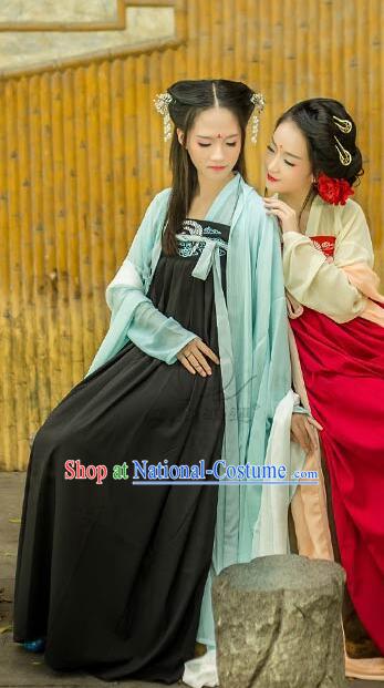 Asian Chinese Tang Dynasty Clothing and Hair Accessories Clothing Complete Set for Women