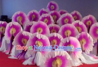 Light Purple Flower Shape Traditional Handmade Pure Silk Dancing Fan