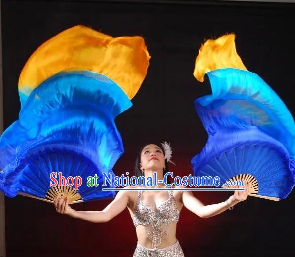 1.5 Meters Pure Silk Long Color Change Chinese Dance Belly Dance Hand Fans Hand Fan Japanese Wedding Fans Oriental Fan