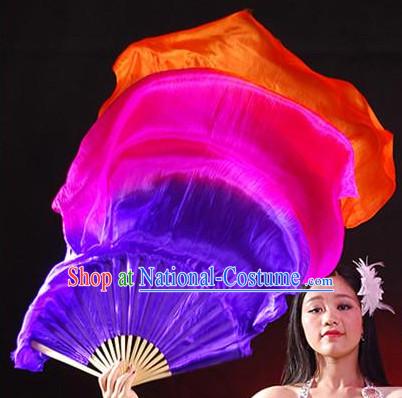 1.5 Meters Pure Silk Long Color Change Chinese Dance Belly Dance Hand Fans Hand Fan Japanese Wedding Fans Oriental Fan