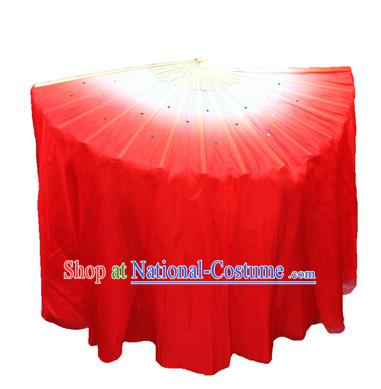 Red 31 Inches Long Pure Silk Long Color Change Chinese Dance Belly Dance Hand Fans Hand Fan Japanese Wedding Fans Oriental Fan