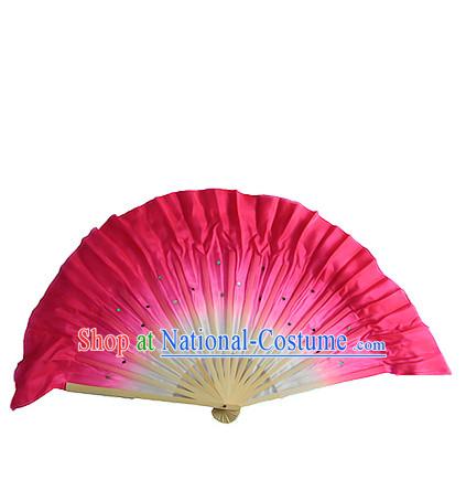 Dark Pink 16 Inches Pure Silk Color Change Chinese Dance Belly Dance Hand Fans Hand Fan Japanese Wedding Fans Oriental Fan