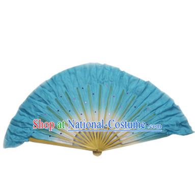 Light Blue 16 Inches Pure Silk Color Change Chinese Dance Belly Dance Hand Fans Hand Fan Japanese Wedding Fans Oriental Fan