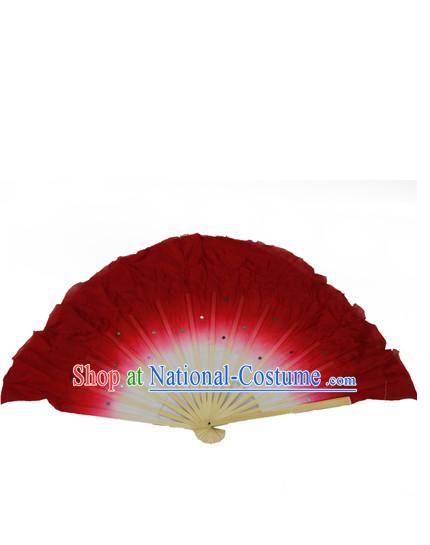 White Red 16 Inches Pure Silk Color Change Chinese Dance Belly Dance Hand Fans Hand Fan Japanese Wedding Fans Oriental Fan