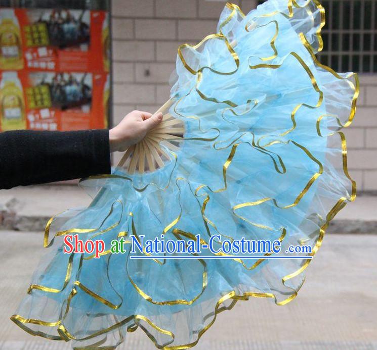 Light Blue Chinese Korean Dancing Fan Dance Gauze Fans Belly Dance Hand Fans Hand Fan Japanese Wedding Fans Oriental Fan