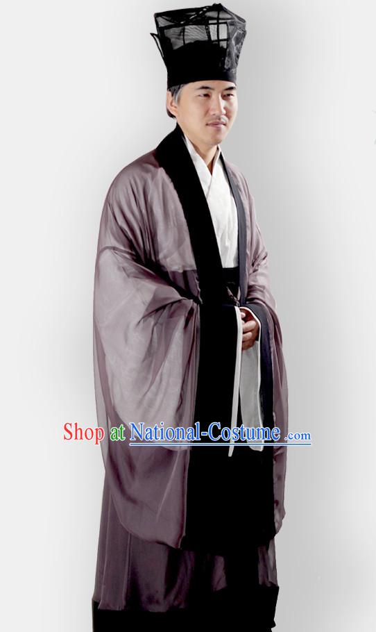 Chinese Classical Han Dynasty Clothing Complete Set for Men