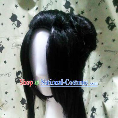 Ancient Chinese Male Wigs Toupee Wigs Human Hair Wig Hair Extensions Sisters Weave Cosplay Wigs Lace