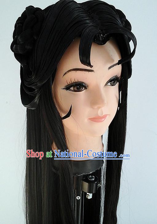 Ancient Asian Korean Japanese Chinese Style Female Wigs Toupee Wig Hair Extensions Sisters Weave Cosplay Wigs Lace for Women