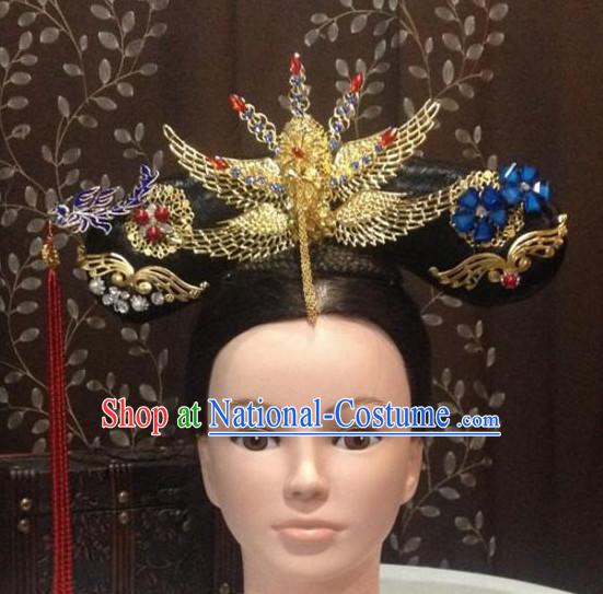 Ancient Chinese Qing Dynasty Wigs Female Wigs Toupee Wig Hair Extensions Sisters Weave Cosplay Wigs Lace and Hair Jewelry for Women