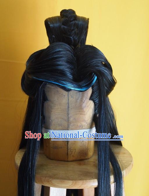 Ancient Chinese Style Full Wigs Hair Extensions Toupee Lace Front Wigs Remy Hair Sisters for Kids Men Hair Pieces Weave Hair Wig