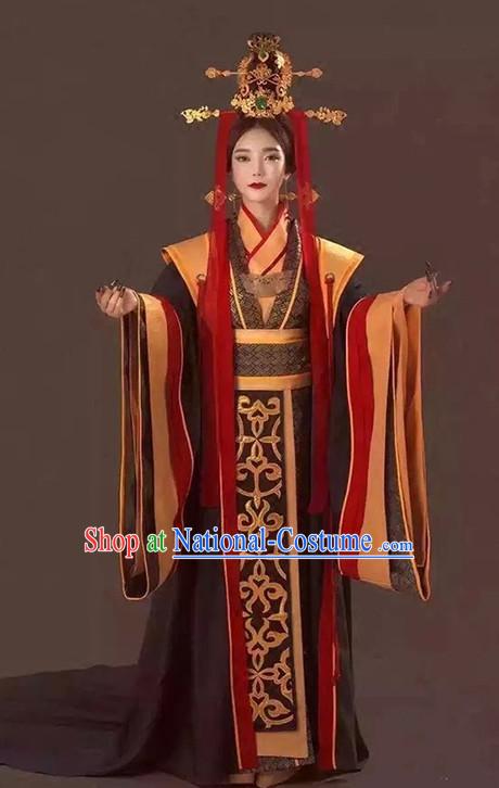 Chinese Ancient Imperial Empress Costumes and Hair Accessories Complete Set