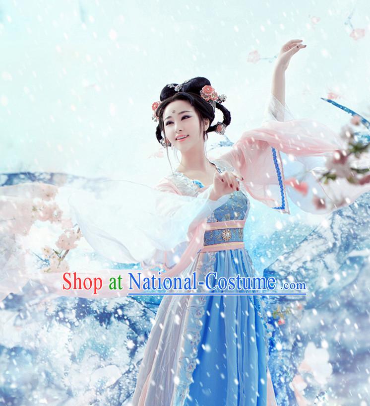 Chinese Ancient Beauty Costumes and Hair Accessories Complete Set for Women