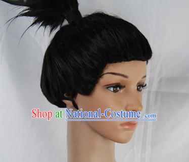 Ancient Japanese Korean Male Wigs Female Wigs Toupee Wig Hair Extensions Sisters Weave Cosplay Wigs Lace and Hair Jewelry for Men