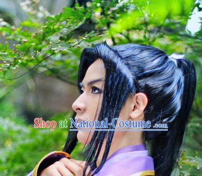 Ancient Japanese Korean Swordsman Wigs Female Wigs Toupee Wig Hair Extensions Sisters Weave Cosplay Wigs Lace and Hair Jewelry for Men