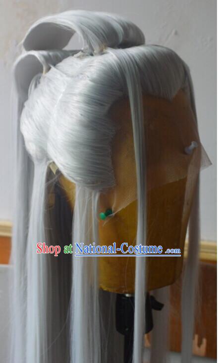 Ancient Chinese Long Wigs Cosplay Wig Performance Hair Extensions Real Wigs Toupee Full Lace Front Weave Pieces and Accessories for Men