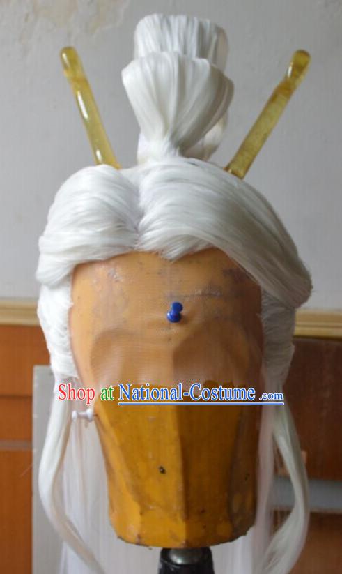 Ancient Chinese Long Wigs Cosplay Wig Performance Hair Extensions Real Wigs Toupee Full Lace Front Weave Pieces and Accessories for Men