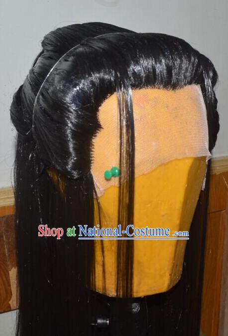 Ancient Chinese Japanese Korean Asian Prince Long Wigs Cosplay Wig Hair Extensions Toupee Full Lace Front Weave Pieces for Men