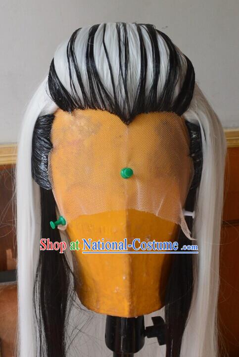 Ancient Chinese Japanese Korean Asian Prince Long Wigs Cosplay Wig Hair Extensions Toupee Full Lace Front Weave Pieces for Men