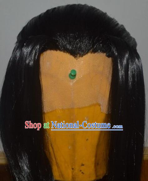 Ancient Chinese Japanese Korean Asian Prince Long Wigs Cosplay Wig Hair Extensions Toupee Full Lace Front Weave Pieces for Men