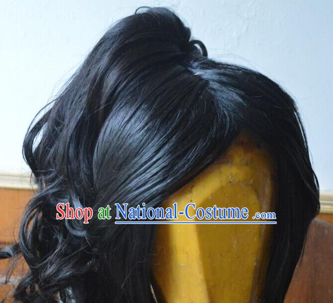 Ancient Chinese Japanese Korean Asian Superhero Long Wigs Cosplay Wig Hair Extensions Toupee Full Lace Front Weave Pieces for Men