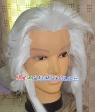 Ancient Chinese Japanese Korean Asian Long Wigs Cosplay Wig Hair Extensions Toupee Full Lace Front Weave Pieces for Men