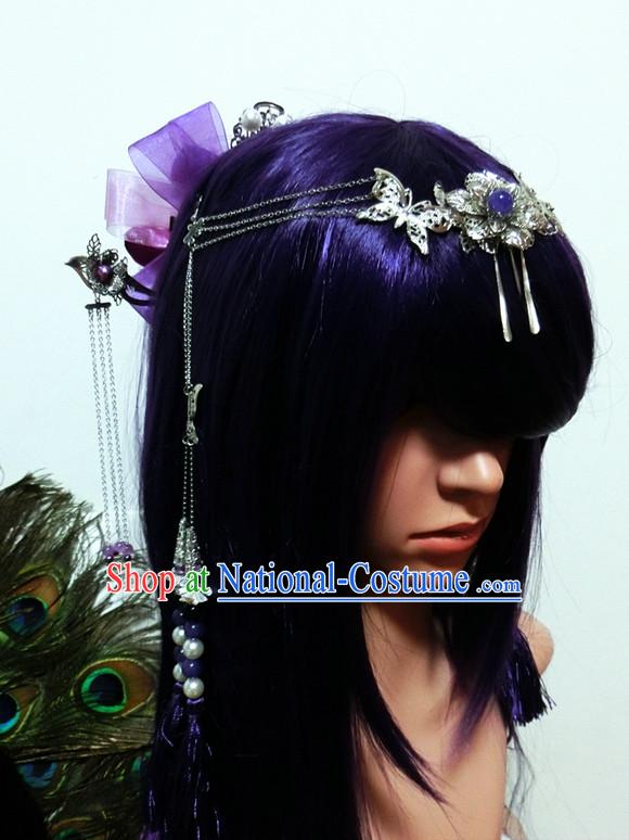 Ancient Chinese Japanese Korean Asian Princess Fairy Long Wigs Cosplay Wig Hair Extensions Toupee Full Lace Front Weave Pieces for Women