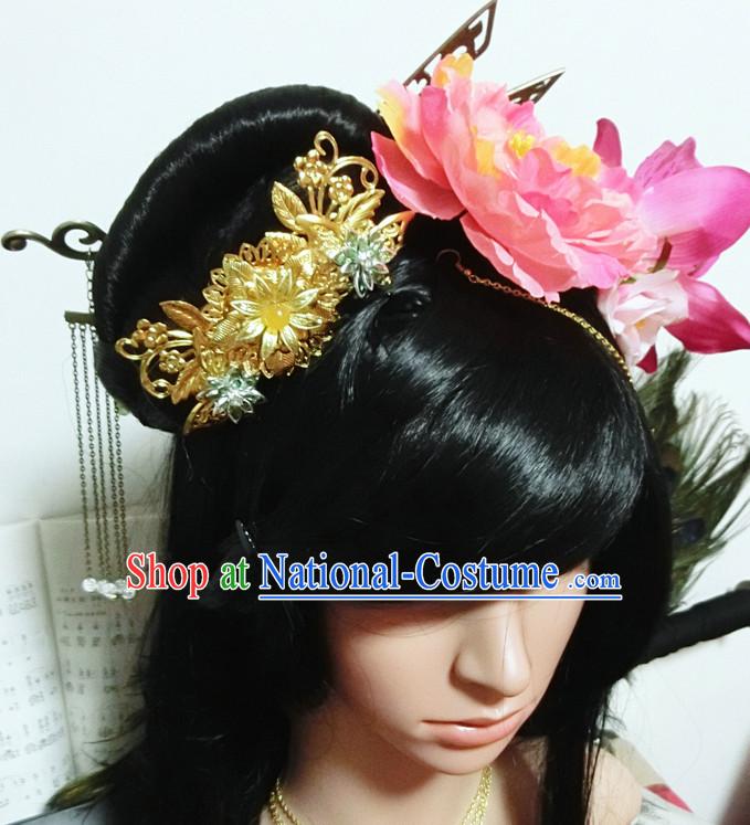 Ancient Chinese Japanese Korean Asian Princess Long Wigs Cosplay Wig Hair Extensions Toupee Full Lace Front Weave Pieces for Women