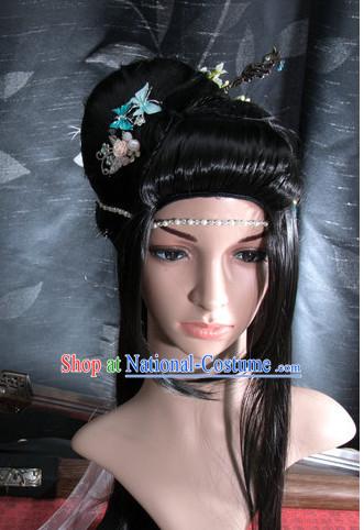 Ancient Chinese Japanese Korean Asian Princess Long Wigs Cosplay Wig Hair Extensions Toupee Full Lace Front Weave Pieces for Women