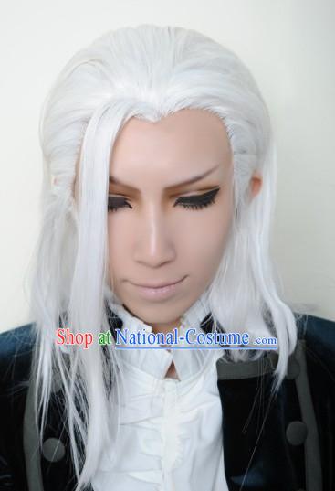 Ancient Chinese Japanese Korean Asian Long Wigs Cosplay Wig Hair Extensions Toupee Full Lace Front Weave Pieces for Men