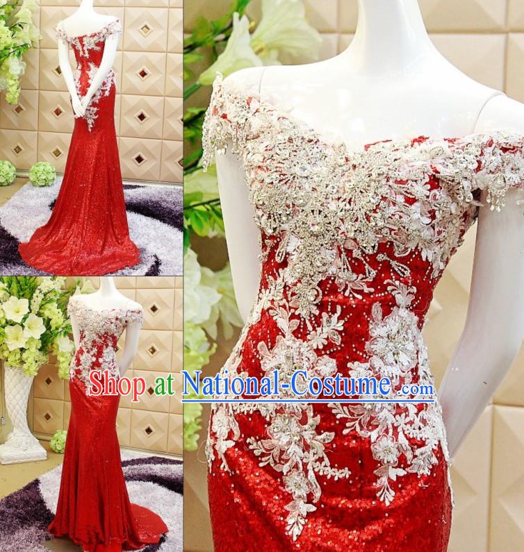 Amazing Chinese Sexy Wedding Evening Dress for Brides