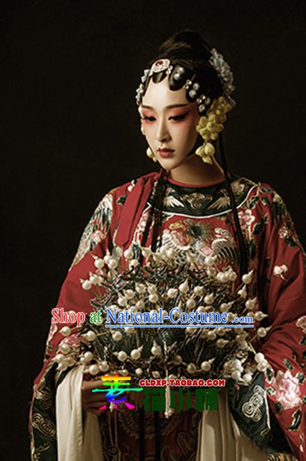 Traditional Chinese Opera Dress and Headwear Complete Set for Women