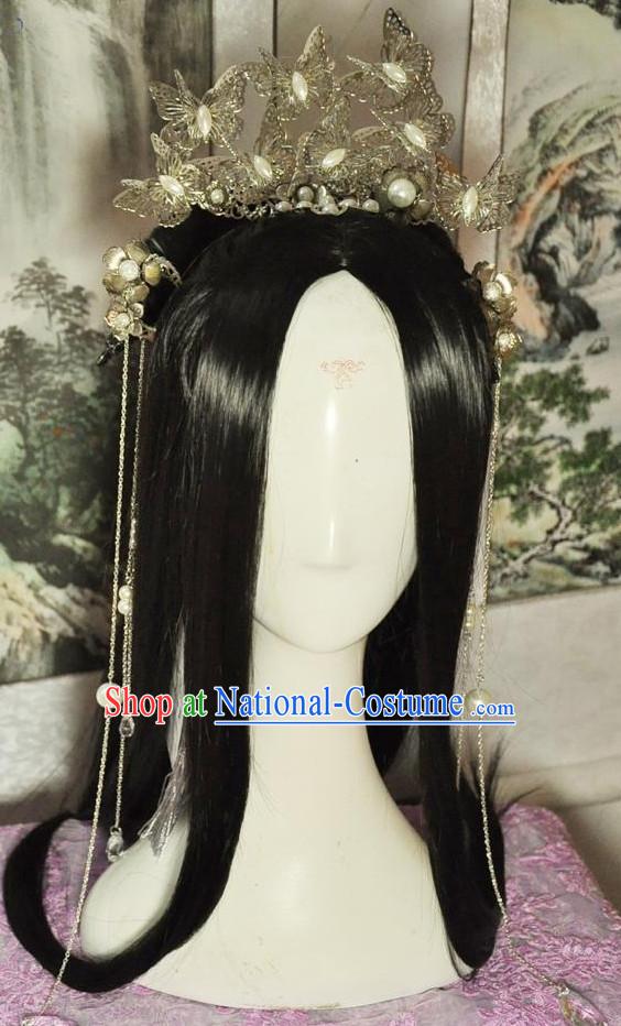 Chinese Empress Long Wig Hair Extensions Real Wigs Toupee Full Lace Front Wigs Weave Pieces for Women