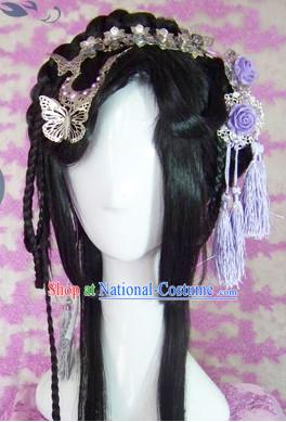 Chinese Fairy Long Wig Hair Extensions Real Wigs Toupee Full Lace Front Wigs Weave Pieces and Hair Jewelry for Women