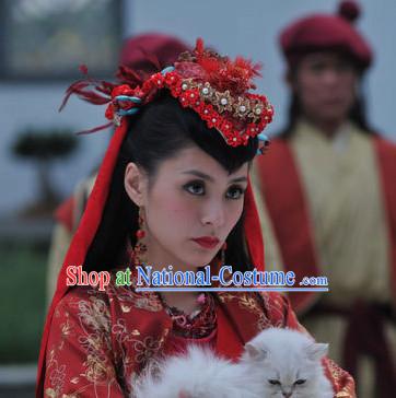 Ancient Chinese Red Wedding Headwear