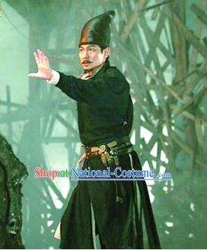 Chinese Black Knight Costume and Hat Complete Set for Men