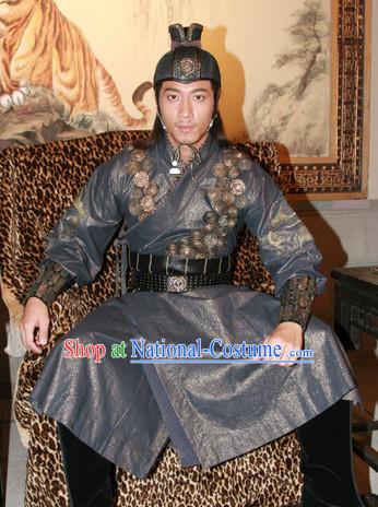 Chinese Ancient Knight Costume and Hat Complete Set for Men