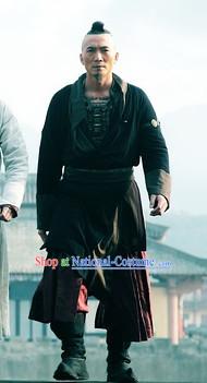 Ancient Chinese Swordman Black Suit for Men