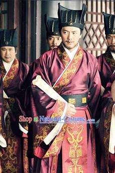 Ancient Chinese Public Officier Costumes and Hat for Men