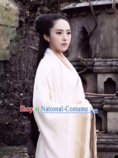 Ancient Chinese Pure White Hanfu Clothes for Women