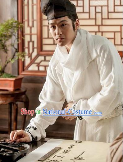 White Ancient Chinese Scholar Uniform Complete Set