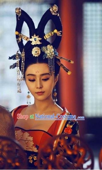 Chinese Tang Empress Wu Ze Tian Wig and Hair Accessory