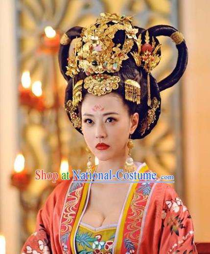 Chinese Classic Empress  Black Wig and Headwear