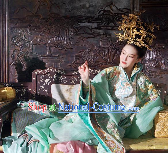 Chinese Classic Royal Palace Empress Clothes and Headwear Complete Set