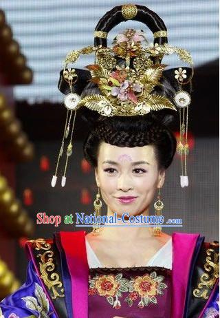 Chinese Classical Imperial Empress Phoenix Hair Accessories and Black Wig