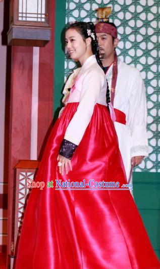 Korean Ancient Princess Hanbok Costumes and Hair Accessory for Women