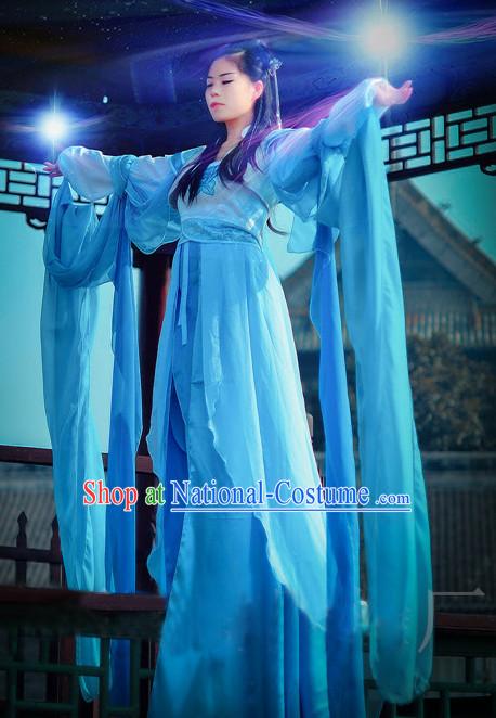 Ancient Chinese Blue Fairy Costumes Complete Set