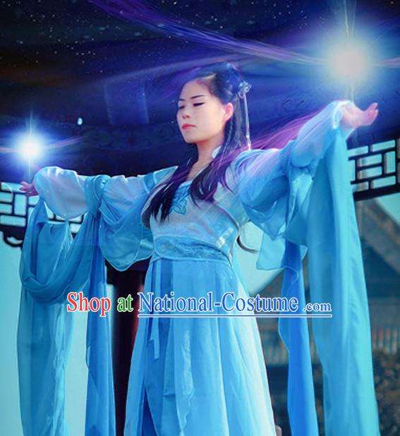 Ancient Chinese Blue Fairy Costumes Complete Set